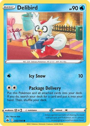 Delibird 32/198 - SWSH06 Chilling Reign Reverse Holofoil