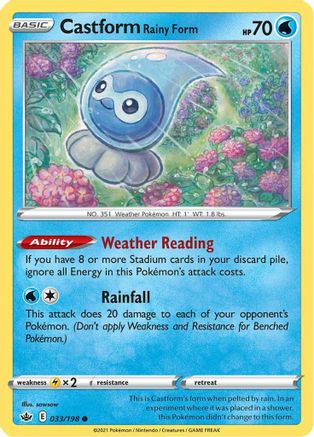 Castform Rainy Form 33/198 - SWSH06 Chilling Reign