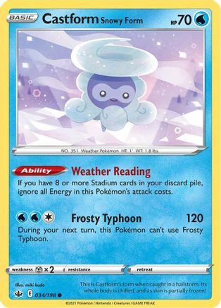 Castform Snowy Form 34/198 - SWSH06 Chilling Reign