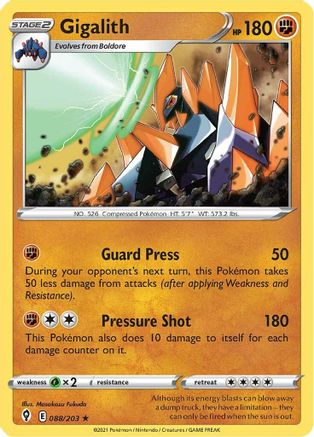 Gigalith 88/203 - Evolving Skies Reverse Holofoil