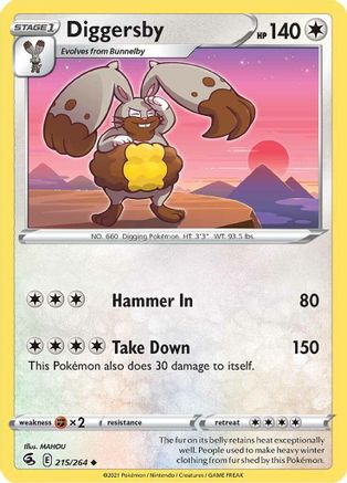 Diggersby 215/264 - SWSH08 Fusion Strike Reverse Holofoil