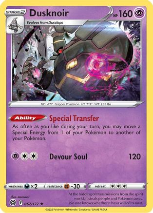 Dusknoir 62/172 - SWSH09 Brilliant Stars Reverse Holofoil