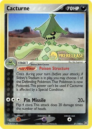 Cacturne - 27/108 (Prerelease) 27 - Miscellaneous Cards & Products