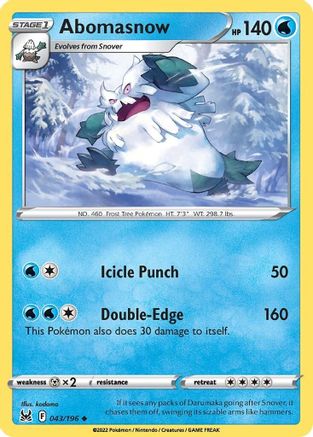 Abomasnow 43/196 - SWSH11 Lost Origin Reverse Holofoil