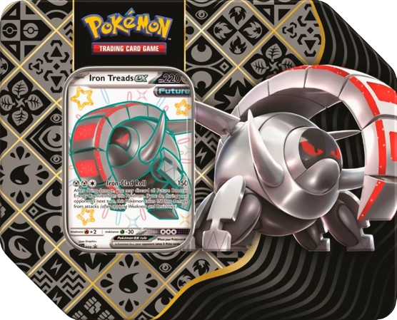 Pokemon Scarlet & Violet Paldean Fates Large Tin Great Tusk ex or Iron Treads ex