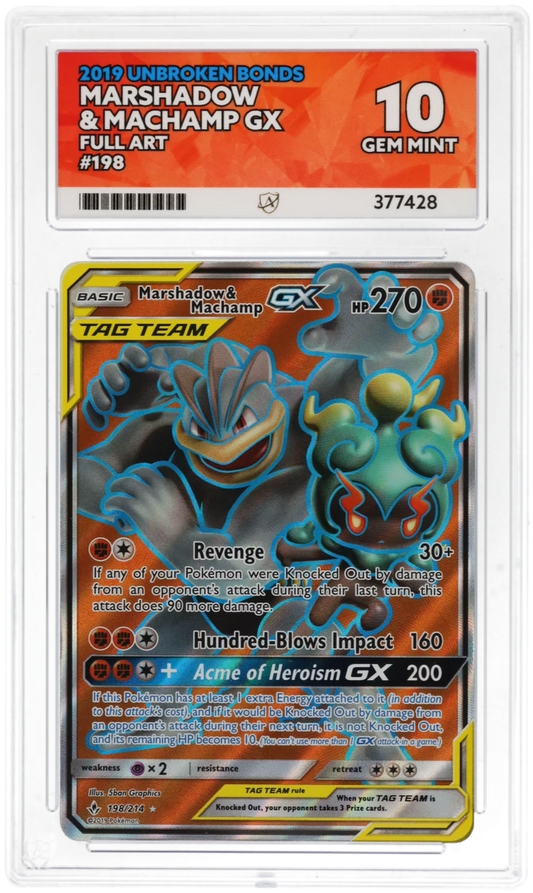 Marshadow & Machamp GX Full Art 198 - Ace 10 - Unbroken Bonds