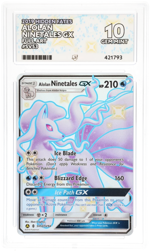 ACE 10 - Alolan Ninetales GX - SV53/SV94 - Hidden Fates - Pokemon
