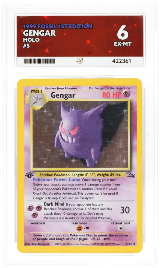 Gengar Holo 5/62 - Ace 6 - 1999 Fossil 1st Edition