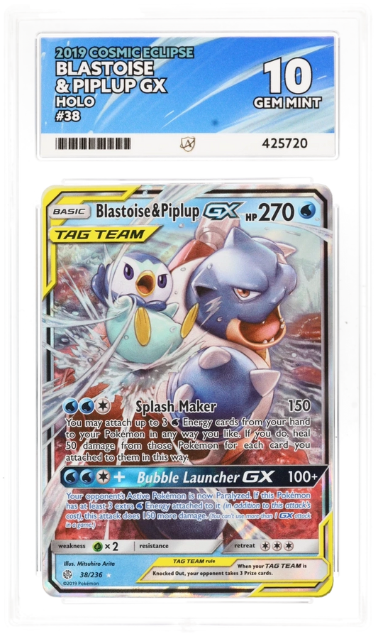 Blastoise & Piplup GX Holo 38/236 - Ace 10 - Cosmic Eclipse