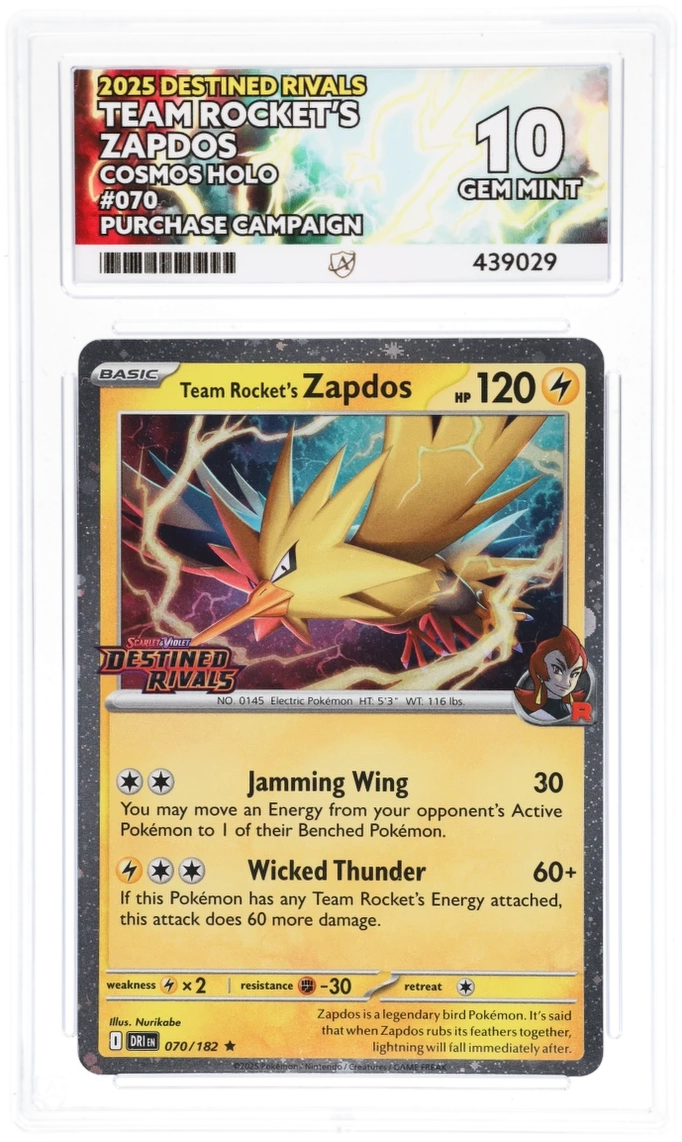Team Rocket's Zapdos Holo 070 - Ace 10 - Asia Purchase Campaign