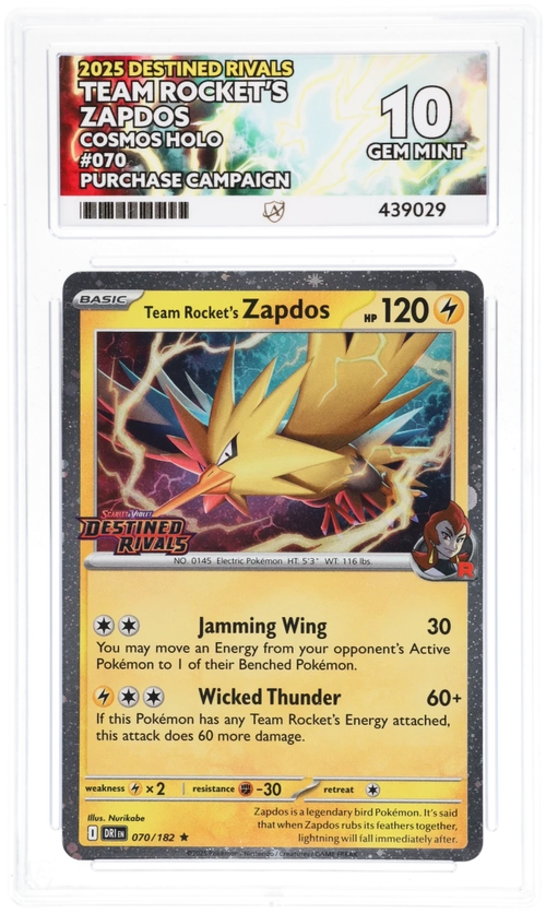 Team Rocket's Zapdos Holo 070 - Ace 10 - Asia Purchase Campaign