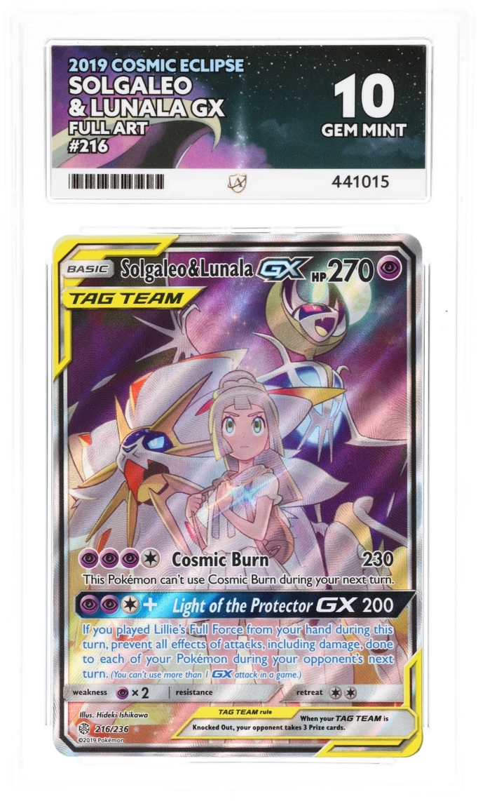 Solgaleo & Lunala GX Full Art 216/236 - Ace 10 - 2019 Cosmic Eclipse