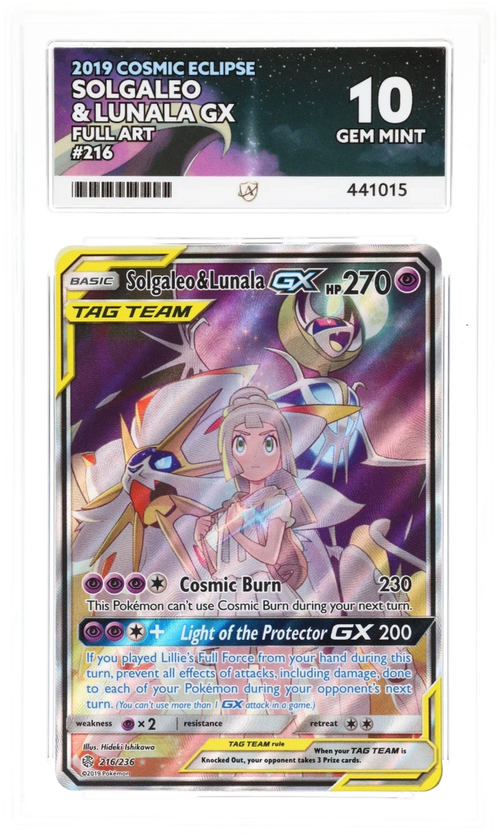 Solgaleo & Lunala GX Full Art 216/236 - Ace 10 - 2019 Cosmic Eclipse