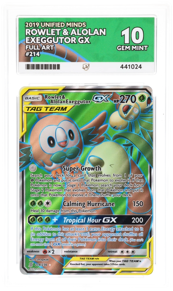 Rowlet & Alolan Executor GX 214/236 - Ace 10 - 2019 Unified Minds