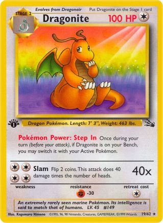 Dragonite 19/62 - Fossil 1st Edition