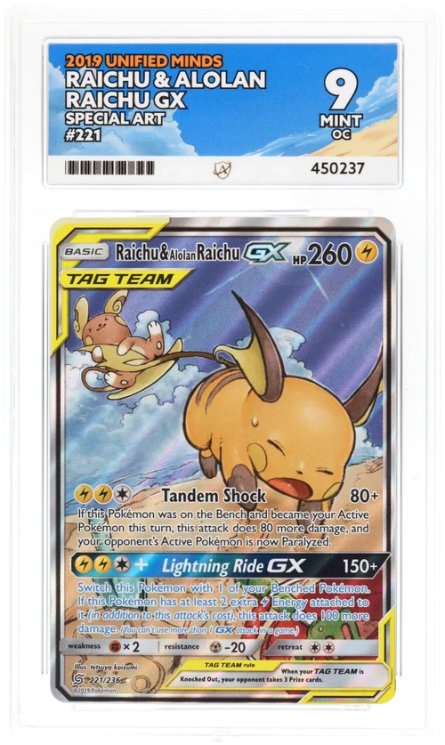ACE 9 - Raichu & Alolan Raichu GX - 221/236 - Unified Minds - Pokemon
