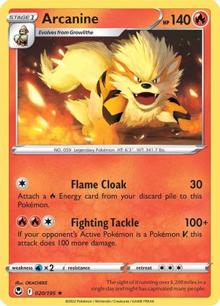 Arcanine 20/195 - SWSH12 Silver Tempest Reverse Holofoil