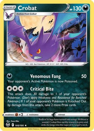 Crobat 105/195 - SWSH12 Silver Tempest Reverse Holofoil