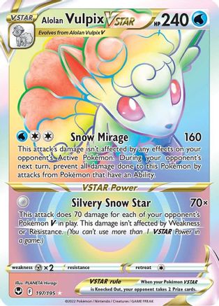 Alolan Vulpix VSTAR (Secret) 197/195 - SWSH12 Silver Tempest Holofoil