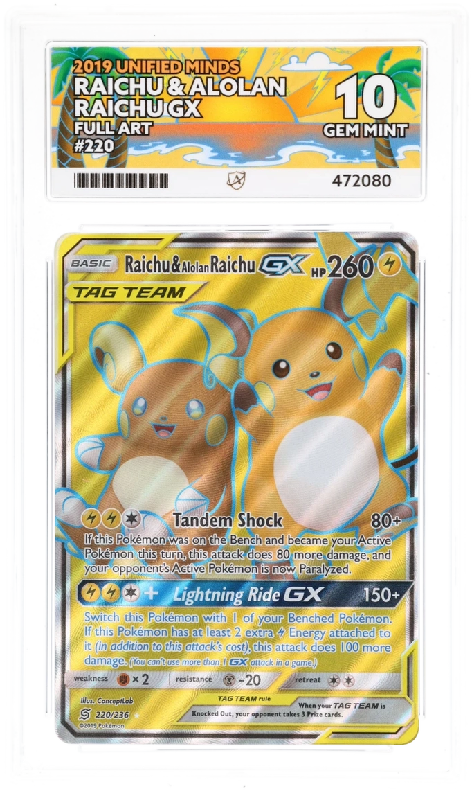 ACE 10 - Raichu & Alolan Raichu GX - 220/236 - Unified Minds - Pokemon
