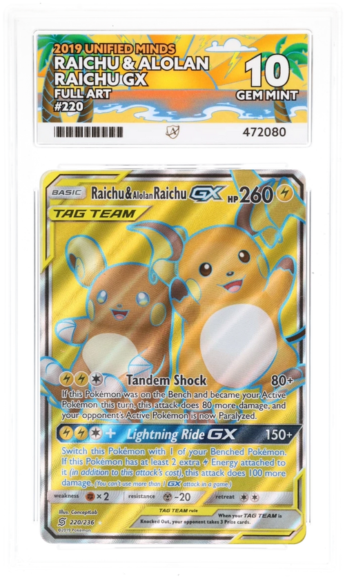 ACE 10 - Raichu & Alolan Raichu GX - 220/236 - Unified Minds - Pokemon