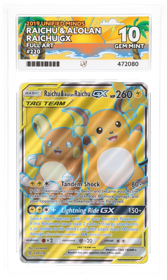 ACE 10 - Raichu & Alolan Raichu GX - 220/236 - Unified Minds - Pokemon