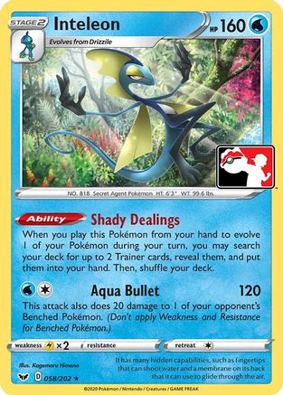 Inteleon (058) 58 - Prize Pack Series Cards Holofoil