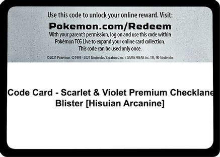 Code Card - Scarlet & Violet Premium Checklane Blister [Hisuian Arcanine] - SV01 Scarlet & Violet Base Set