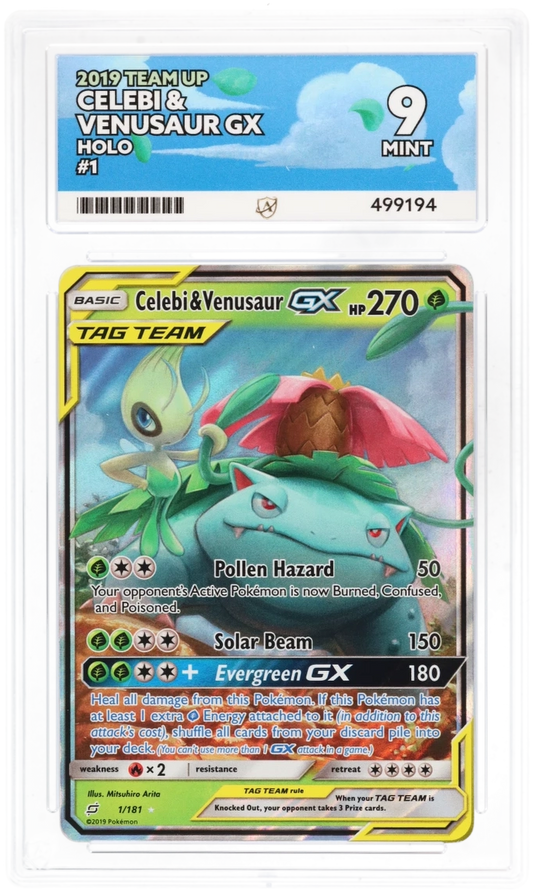 Celebi & Venusaur GX Holo 1/181 - Ace 9 - Team Up