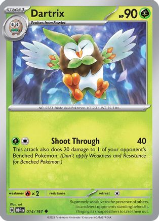 Dartrix 14 - SV03 Obsidian Flames Reverse Holofoil
