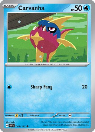 Carvanha 46 - SV03 Obsidian Flames Reverse Holofoil