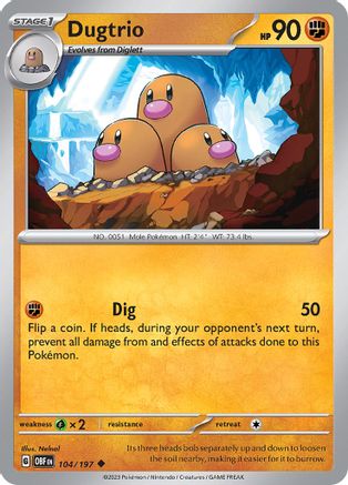 Dugtrio 104 - SV03 Obsidian Flames Reverse Holofoil