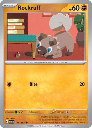 Rockruff 116 - SV03 Obsidian Flames
