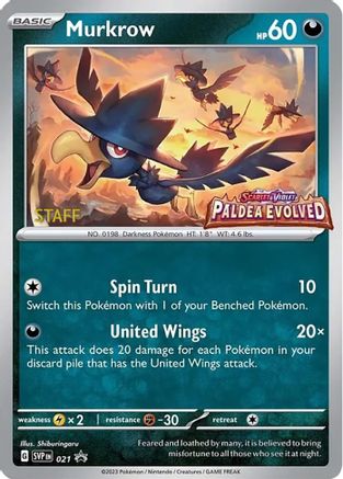 Murkrow - 021 [Staff] 21 - SV Scarlet & Violet Promo Cards Holofoil