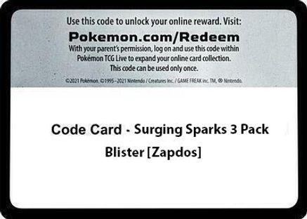 Code Card - Surging Sparks 3 Pack Blister [Zapdos] - SV08 Surging Sparks