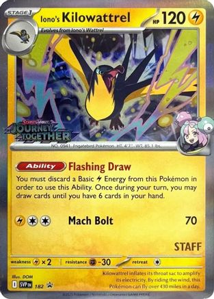 Iono's Kilowattrel - 182 (Prerelease) [Staff] 182 - SV Scarlet & Violet Promo Cards Holofoil