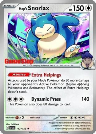 Hop's Snorlax - 117/159 (GameStop) (Cosmos Holo) 117 - SV09 Journey Together Holofoil