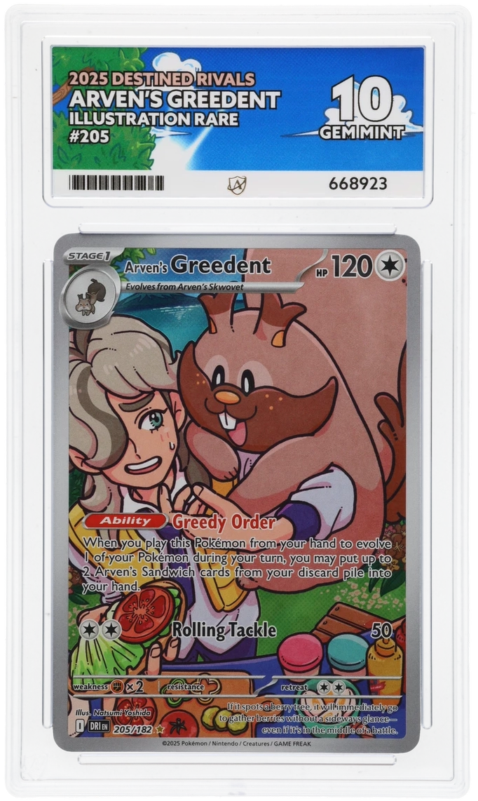 ACE 10 - Arven's Greedent - 205/182 - Destined Rivals - Pokemon
