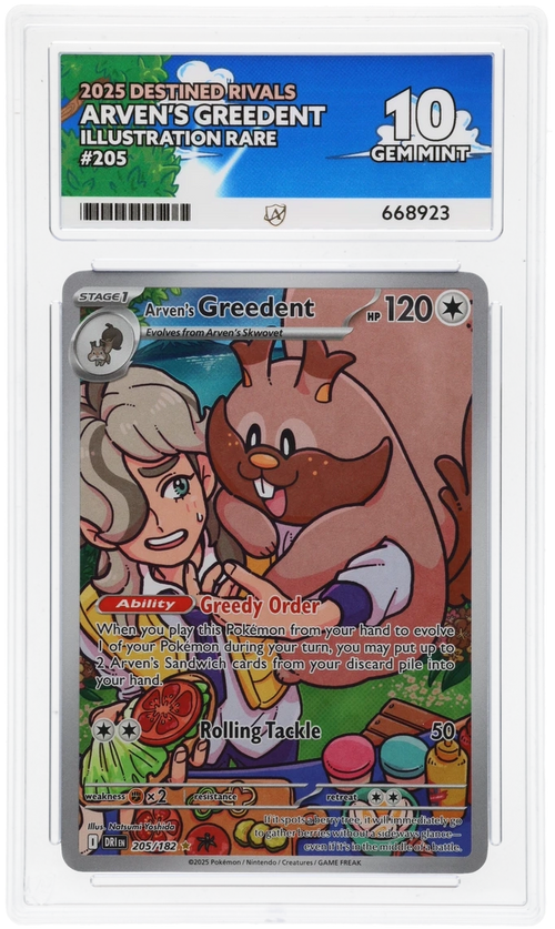 ACE 10 - Arven's Greedent - 205/182 - Destined Rivals - Pokemon