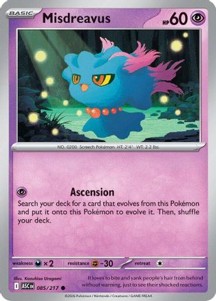 Misdreavus - 085/217 85 - ME Ascended Heroes Reverse Holofoil