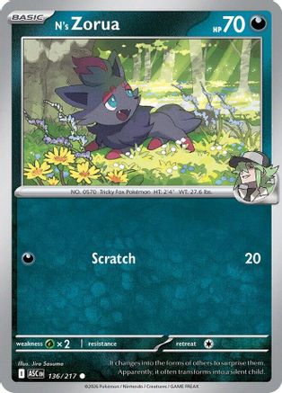 N's Zorua 136 - ME Ascended Heroes Reverse Holofoil
