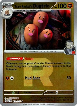 Team Rocket's Dugtrio - 101/217 (Team Rocket) 101 - ME Ascended Heroes Reverse Holofoil