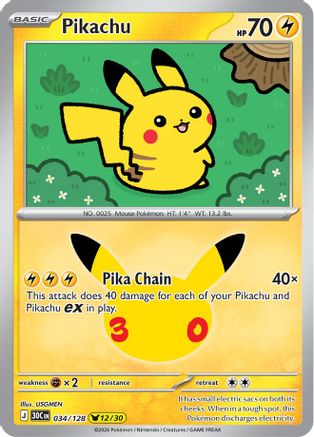 Pikachu - 034/128 34 - ME 30th Celebration Holofoil