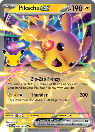 Pikachu ex - 054/128 54 - ME 30th Celebration Holofoil