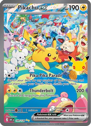 Pikachu ex - 149/128 149 - ME 30th Celebration Holofoil