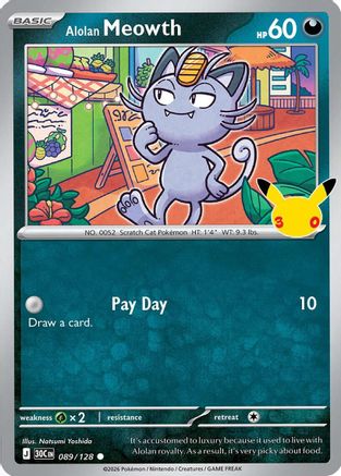 Alolan Meowth - 089/128 89 - ME 30th Celebration Holofoil