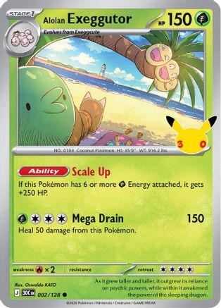 Alolan Exeggutor - 002/128 2 - ME 30th Celebration Holofoil