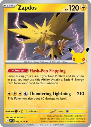 Zapdos - 055/128 55 - ME 30th Celebration Holofoil