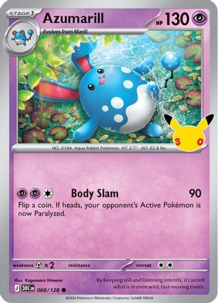 Azumarill 68 - ME 30th Celebration Holofoil