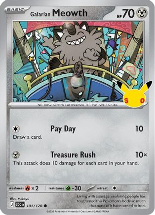 Galarian Meowth - 101/128 101 - ME 30th Celebration Holofoil